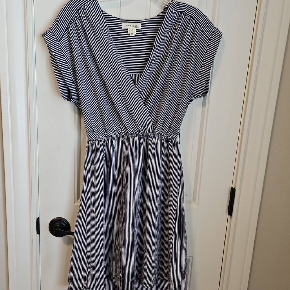 Monteau Navy and White Striped Mini Dress